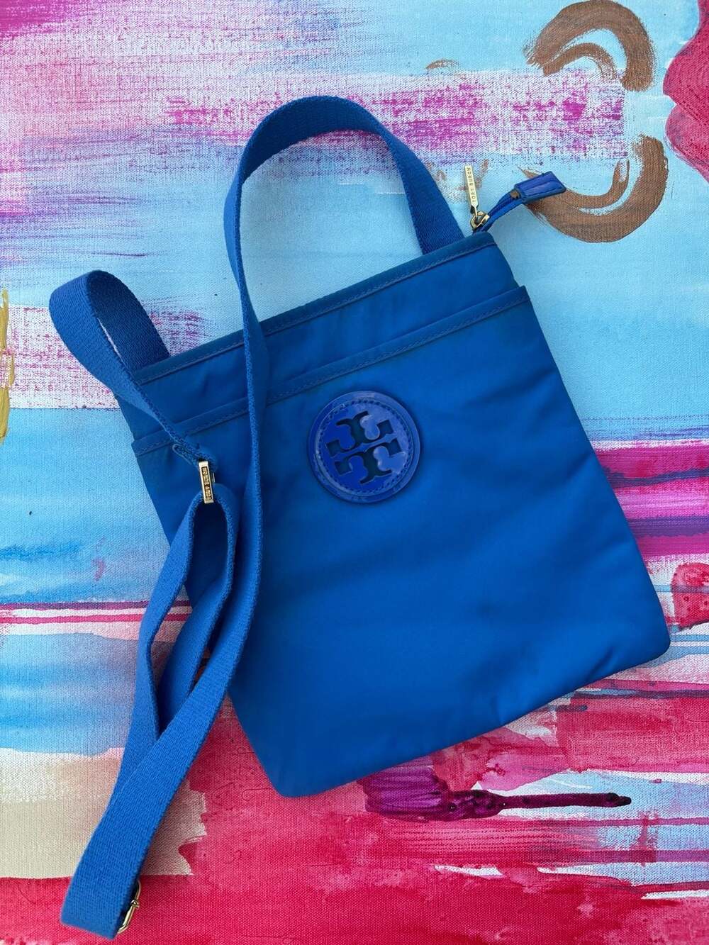 Tory Burch Blue Nylon Ella Crossbody Bag - Adjustable Strap